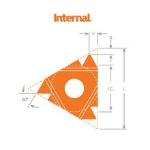 Load image into Gallery viewer, Dorian Tool Threading Insert 16IL-AG60 Grade DVK10/ Left Hand, Internal, Lay Down, 60°, 3/8"