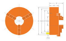 Load image into Gallery viewer, 3 jaw Self Centering Scroll Lathe Chucks 2 Piece Jaws 8&quot;
