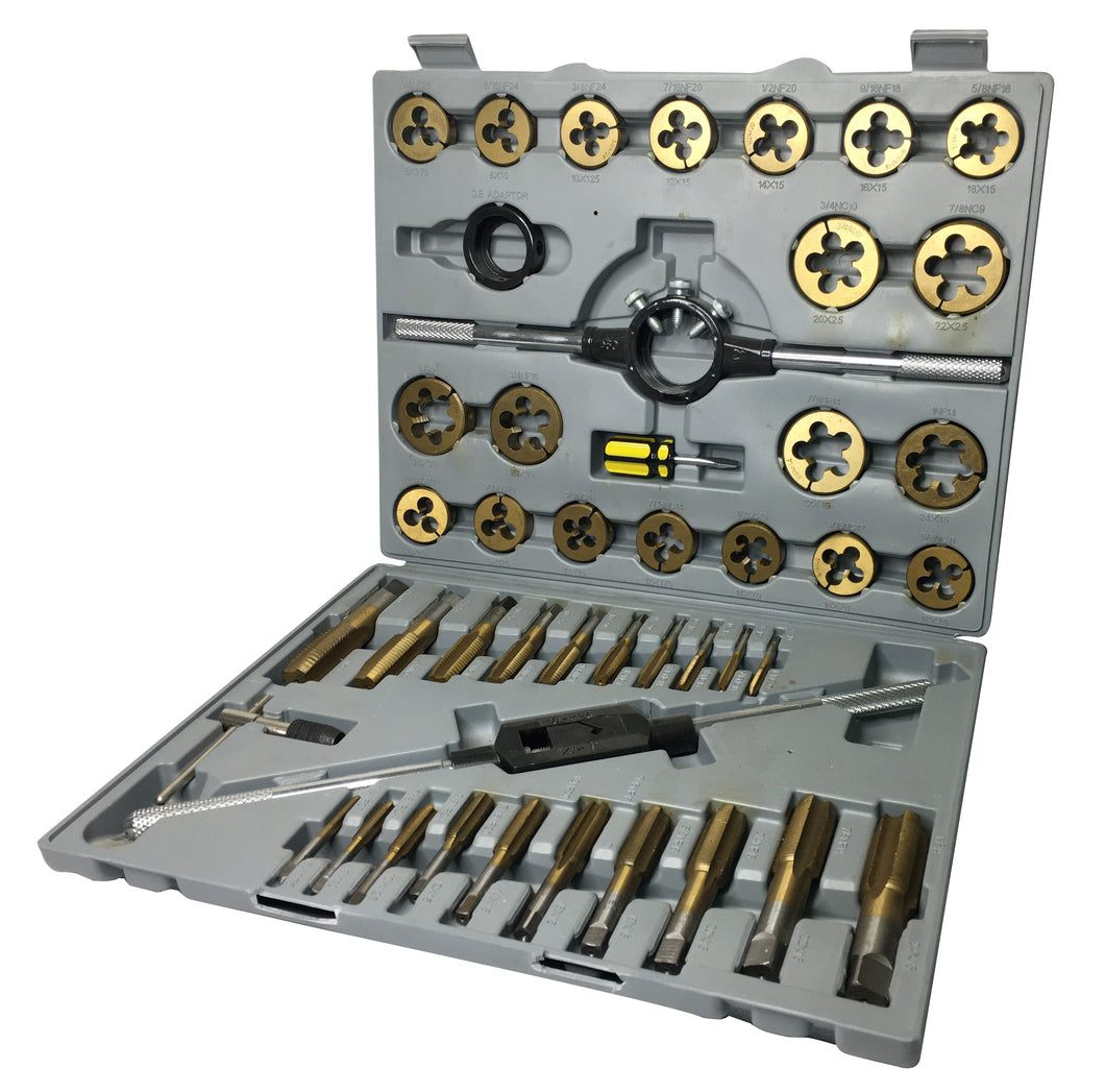 45 Piece Tin Coated Tap & Die Set / 1/4 - 1