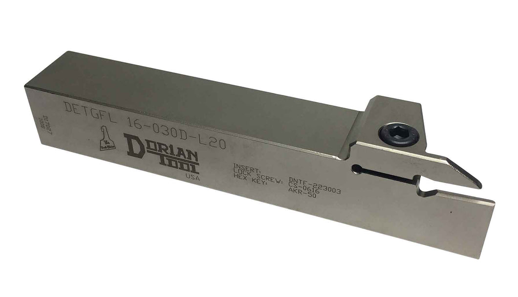 Dorian Tool DETGFL16-030D-L20 External Left Hand Grooving Insert Toolholder / 1